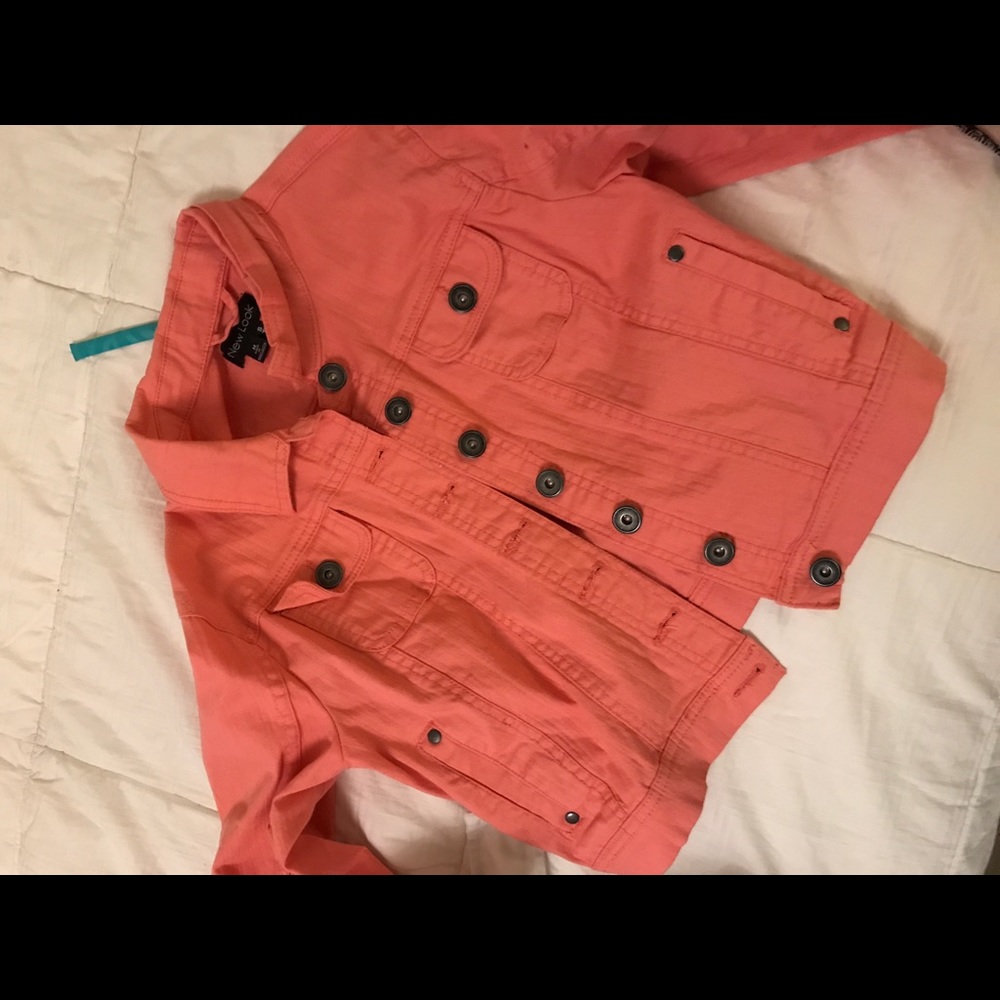Peach cropped jean jacket